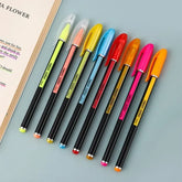 Set of colorful markers on a light gray background
