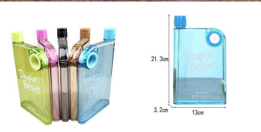 Ultra Slim Notebook Style Water Bottle - 1 Pc