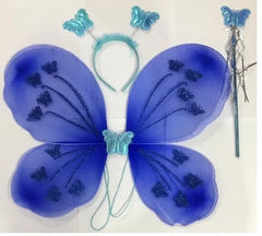 Kids Baby Fairy Wings Fashion Butterfly Wings Dress Up Party 3 pcs set (wing+Stick+ hairband) - black