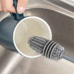 Silicone Feeder Bottle Brush Glass Brush Cup Brushes Long Handle | Silicone Bottle Cleaning Brush With Long Handler