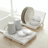 Small Kitchen Foldable Dish Plate Drying Rack | Multipurpose Space Saving Storage Organizer Plastic Rack