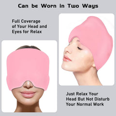 Pink headband with eye cover for relaxation