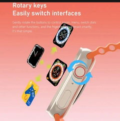 Smartwatch with rotary keys on a pink background