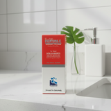 Box of Eventone-C cream on a bathroom counter with a plant and soap dispenser in the background.