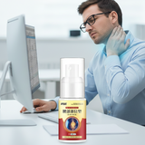Man using computer with a bottle of AplusR product on a desk