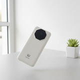 White electronic device with black hexagonal component charger powerbank