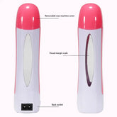 3-in-1 depilatory wax heater kit with heater, refill, and paper strips for convenient hair removal.