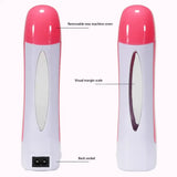 3-in-1 depilatory wax heater kit with heater, refill, and paper strips for convenient hair removal.