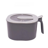 Gray container with a transparent lid on a white background