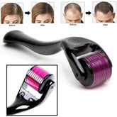 Hair roller device with before and after images on a white background