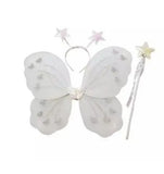 White fairy wings with a wand on a white background