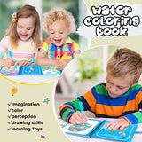 Children engaged in water coloring with books, highlighting the educational benefits.