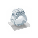 Clear plastic cookie cutter on a white background