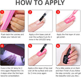 Step-by-step guide on how to apply nail polish with images and text instructions.