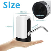 Portable USB rechargeable water pump for convenient dispensing from large drinking water bottles.