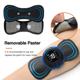 Electrodes with digital display on arm, showing 'Removable Paster' text.