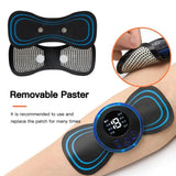 Electrodes with digital display on arm, showing 'Removable Paster' text.