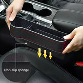 Car cup holder organizer with non-slip sponge in a vehicle interior.