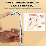 Stainless steel tongue scraper with a double-head design for daily oral care and hygiene.