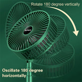 Telescopic foldable rechargeable desk fan with adjustable height and portable cooling performance.