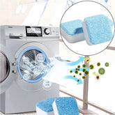 Washing machine deep-cleaning detergent tabs for routine cleaning and maintenance of washing machine drums and internal components.