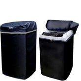 Two black laundry hampers with digital displays on a white background