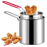 1.2L stainless steel deep fryer pot for frying snacks, chicken, fries, and other foods at home.