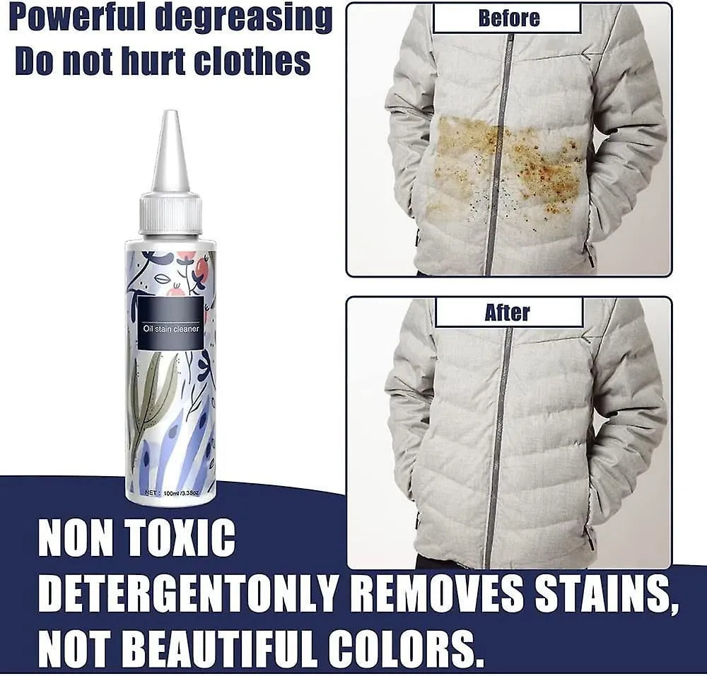 100ml natural stain cleaning agent for removing stains from clothing, fabrics, and household surfaces.