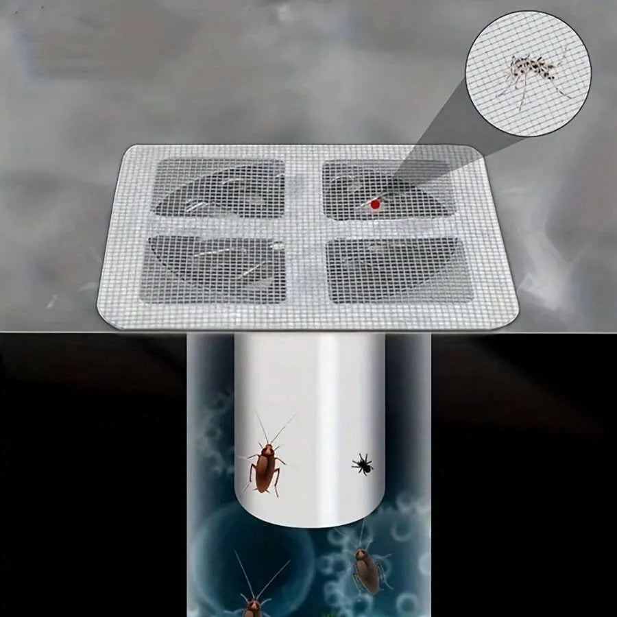 Insect control device with a grid and a close-up of pests on a gray background