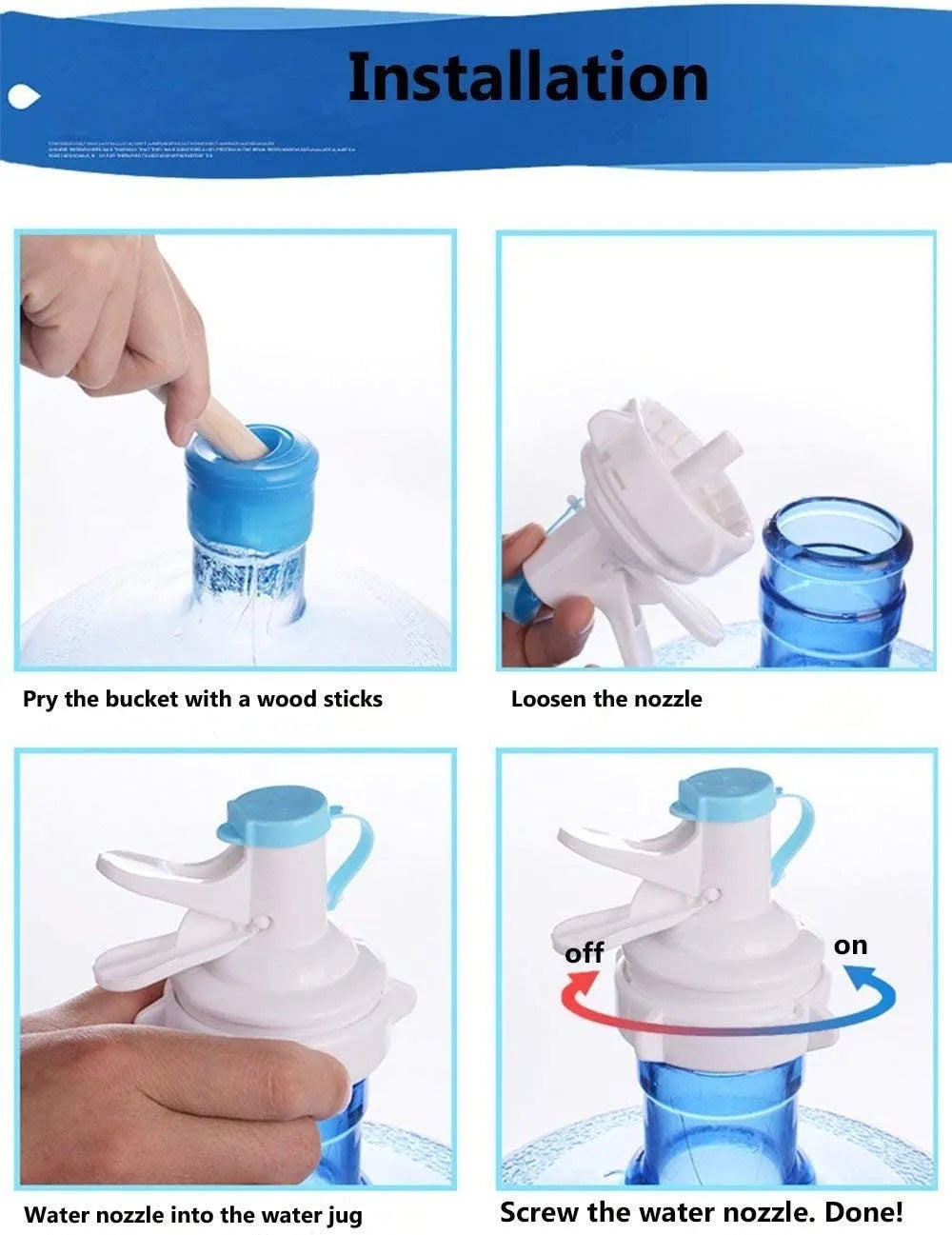 19L water bottle dispenser nozzle for easy and spill-free water dispensing.