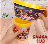 2-in-1 snack container and straw cup featuring a fun character design for children.