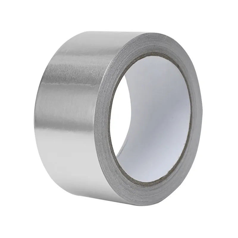 Roll of silver tape on a white background