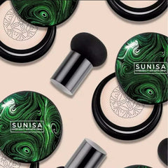 SUNISA 3-in-1 Air Cushion BB & CC Cream - Waterproof Foundation with Mushroom Head Applicator