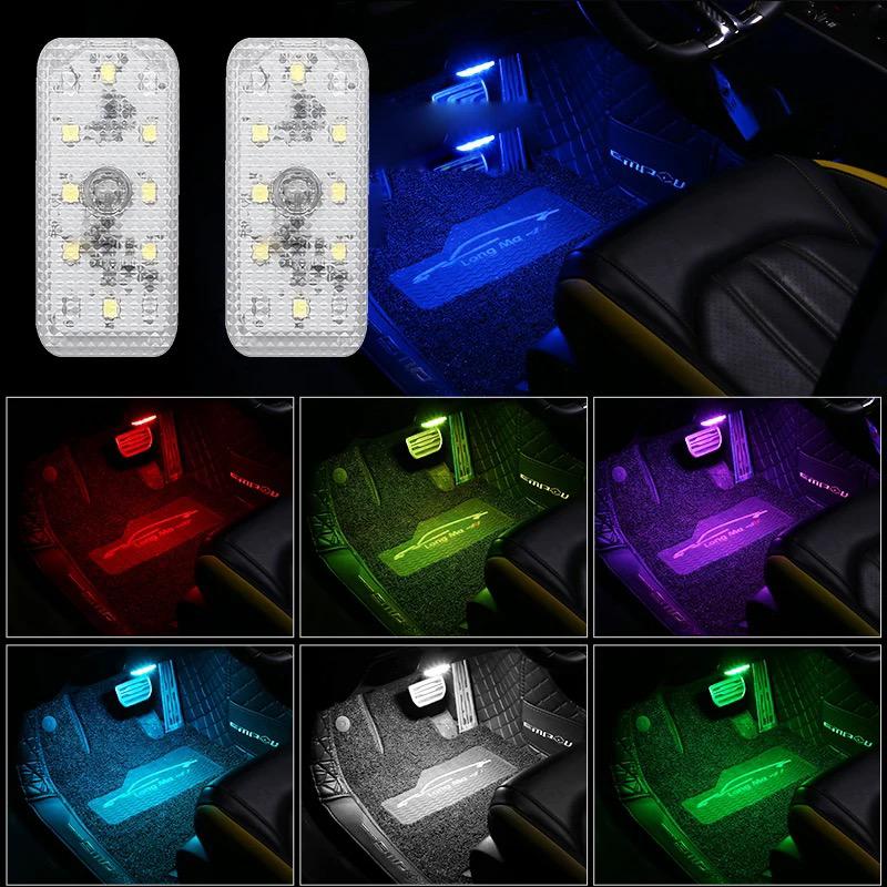 Car LED Lights Interior Magnetic Auto Interior lighting USB Rechargeable Portable LED Lights Car Night Reading Car Ambient Lighting 7 colors
