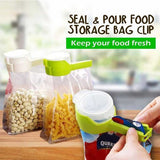 Seal and pour food storage bag clip