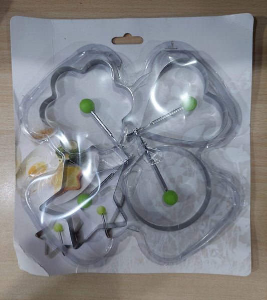 Pack of 4 Egg Shaper Kitchen Tools Star, Heart, Round, Flower Shaped Stainless Steel -