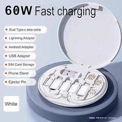 Multifunctional Data Cable Set 60W Fast Charging Cable for Android & Iphone (Random color)