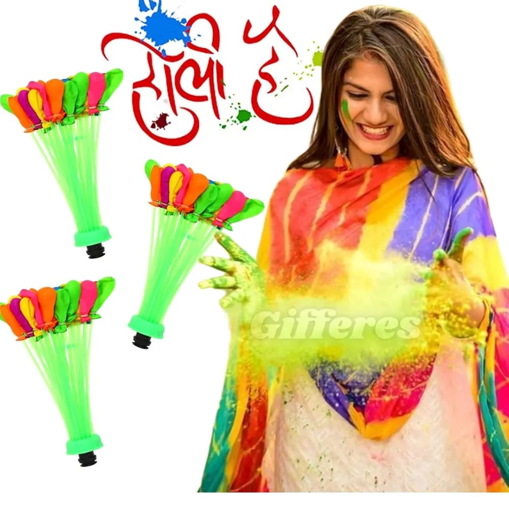 Self-Sealing Water Balloons – 111 Pcs | Automatic Fill & Tie Magic Balloons with Universal Tap Adapter | Multicolored for Holi & Summer Fun