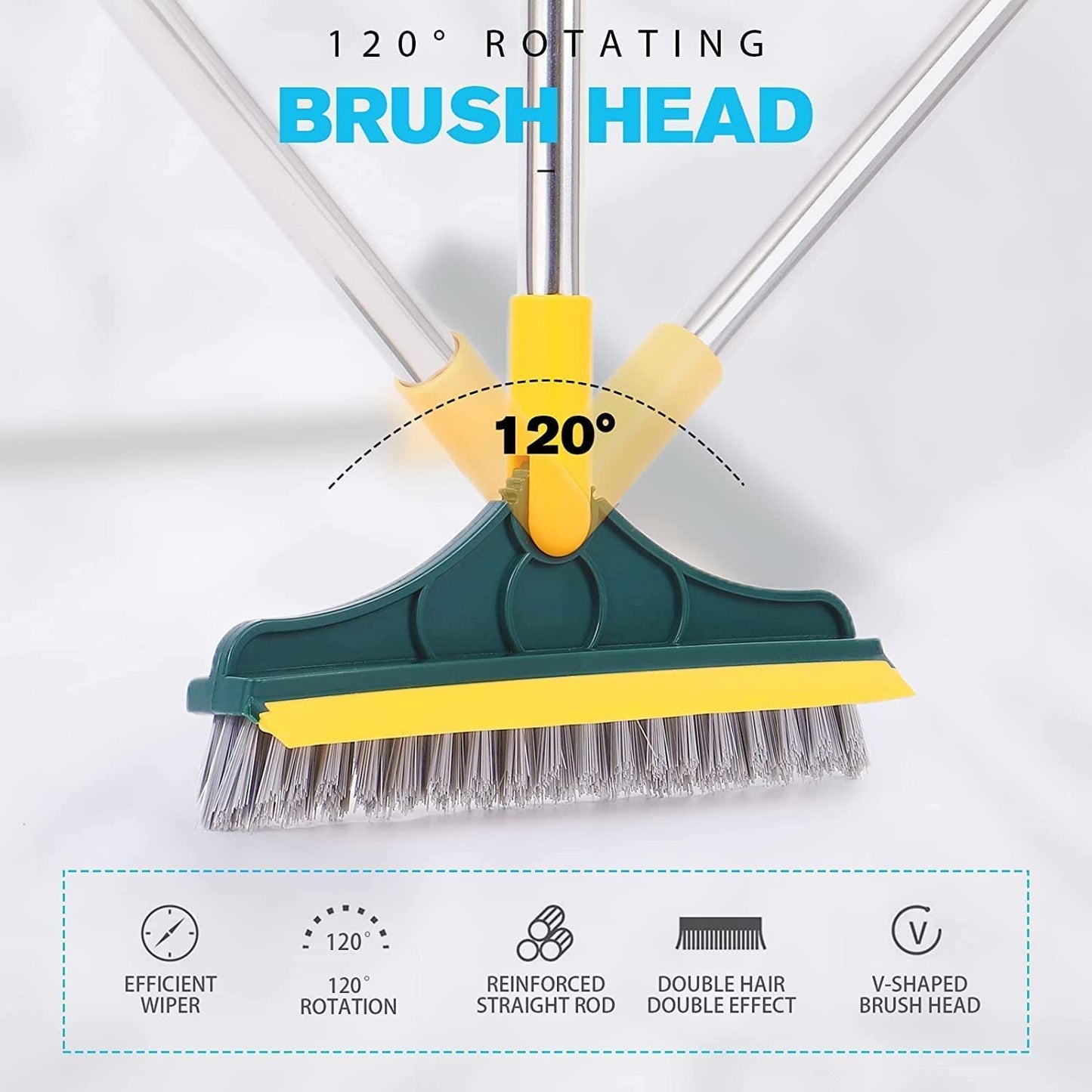 2 In 1 Floor Cleaning Brush Bathroom Tile Windows Floor Cleaning Brush With 120° Rotatable Head – Multipurpose Bathroom Floor Cleaning Brush – Floor Brush Scrubber | Floor Cleaning Brush
