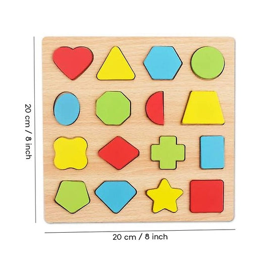 Colorful Geometric Shapes Wooden Cognitive Board Puzzle – Educational Learning Toy for Kids (1–3 Years, Safe & Durable)