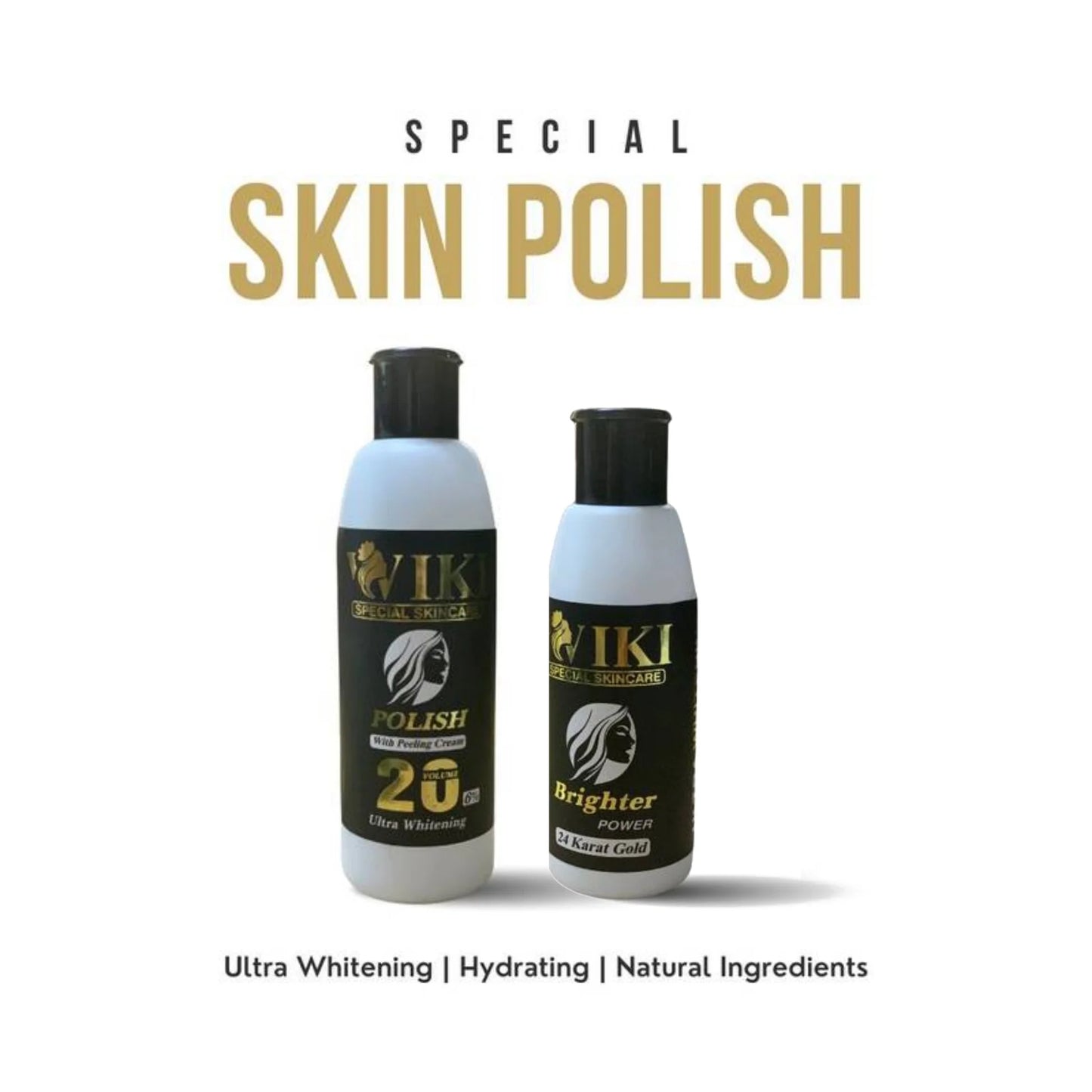 Two bottles of VIKI Skin Polish