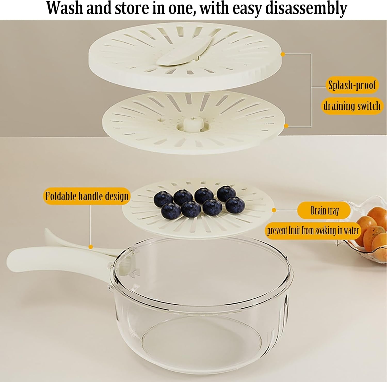 Multi-Functional Vegetable & Fruit Cleaning Basket | Folding Drainage & Storage Box | Fresh-Keeping Kitchen Filter Container - 1 Piece