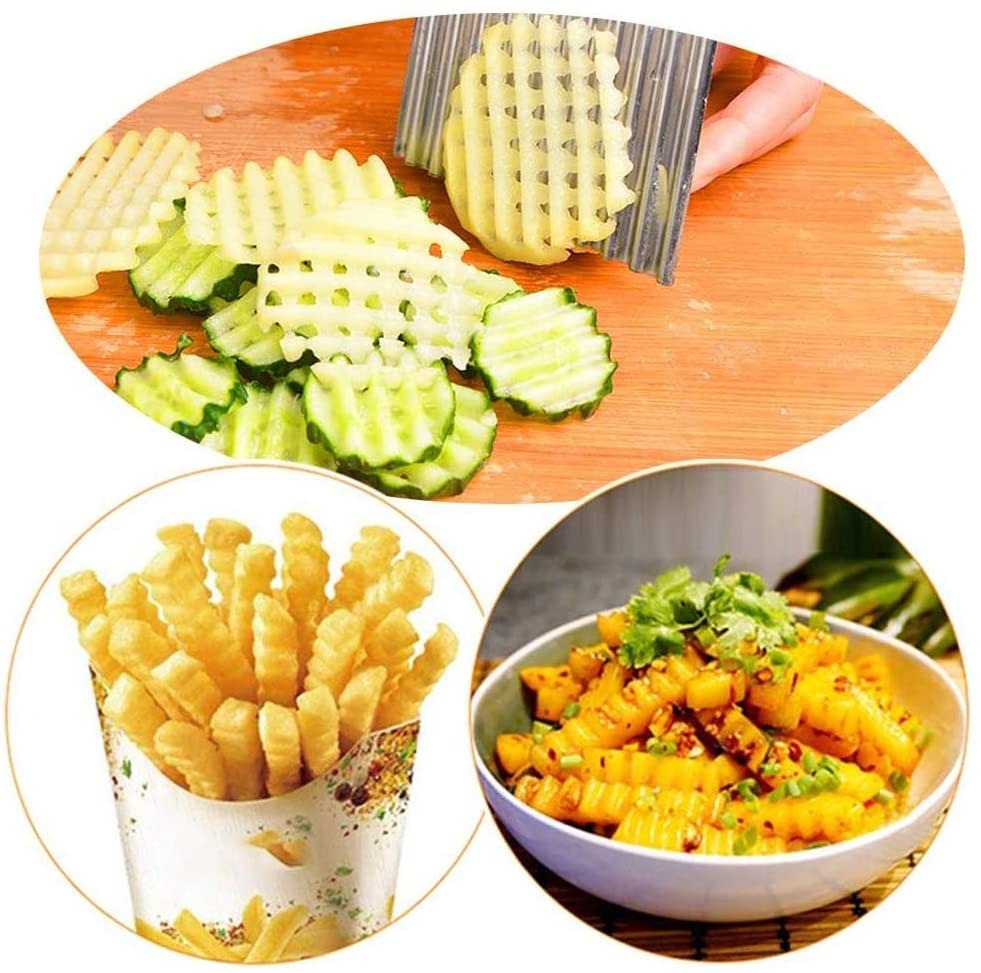 Stainless Steel Wavy French Fry Crinkle Cutter