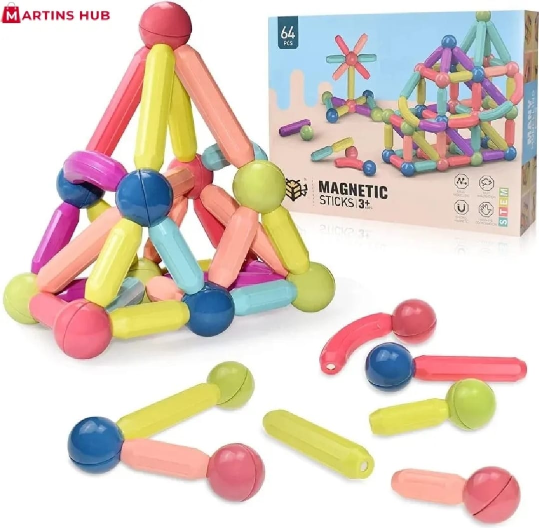 36-Piece Magnetic Building Blocks & Rods STEM Set