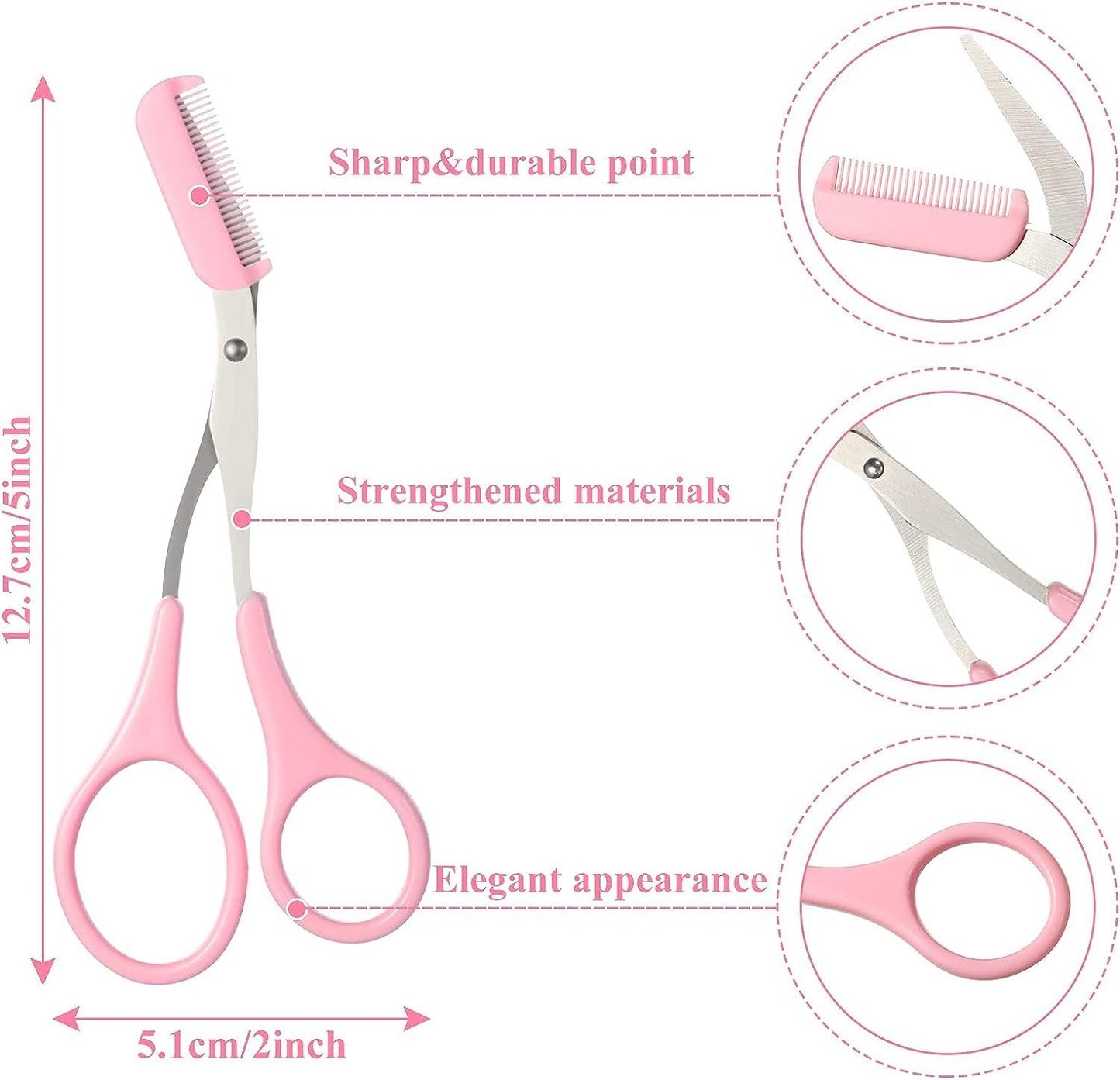 Eyebrow Scissors with Comb | Precision Cutting Scissors for Eyebrow Shaping & Grooming (Random Colour)