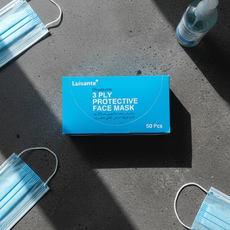 Luisante Disposable 3 Ply Protective Face Masks Comfortable Breathable And Durable Design For Daily Safety And Hygiene (Pack of 50Pcs)