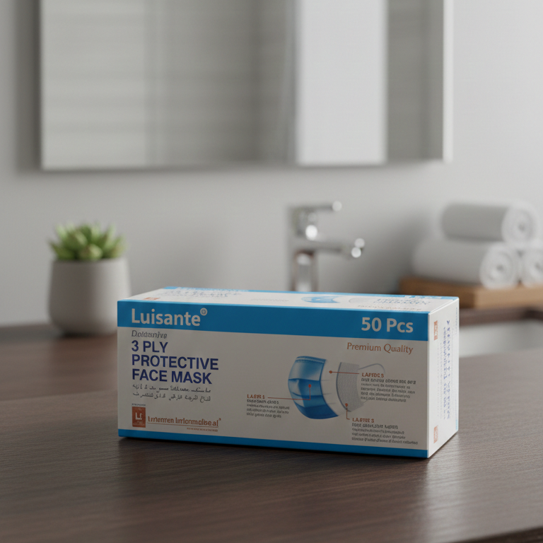 Luisante Disposable 3 Ply Protective Face Masks Comfortable Breathable And Durable Design For Daily Safety And Hygiene (Pack of 50Pcs)