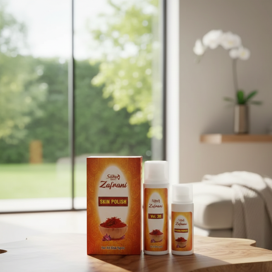 Pack of 2 Silky Zafrani Skin Polisher 120ml + Activator 60g | Exfoliating & Radiance Boosting