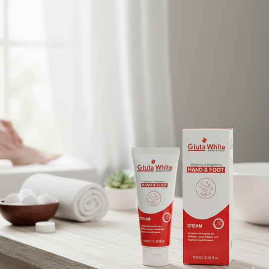 Gluta White Hand & Foot Whitening & Brightening Cream | 100ml Professional Formula for Radiant, Even-Toned Skin | Targets Dark Elbows & Knees | 100ml