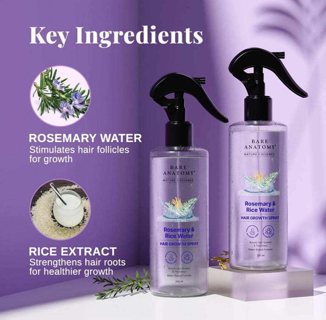 Bare Anatomy Nature x Science Rosemary & Rice Water Hair Growth Spray